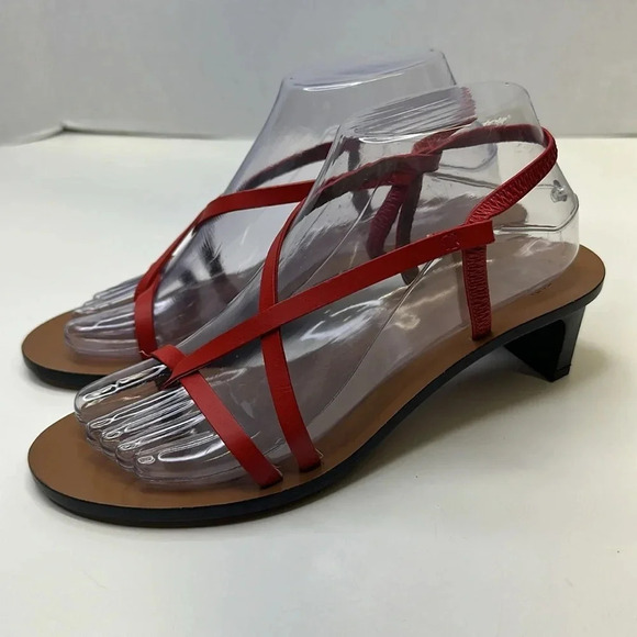ATP Atelier Sandals High Heel Open Toe Strappy Leather Shoes Red Brown Size 38 8 - Picture 4 of 12